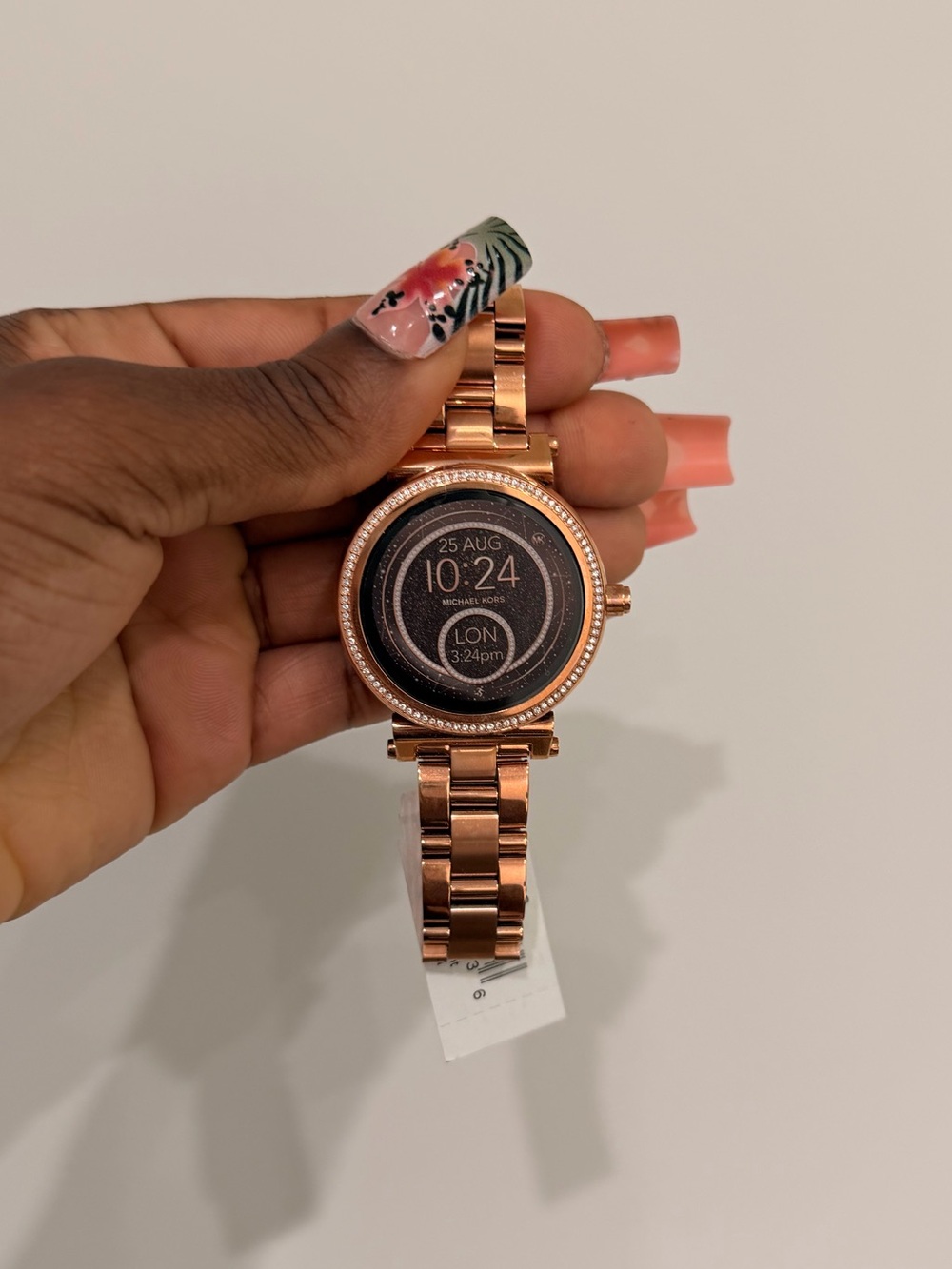 Michael Kors Rose Gold Tone Smartwatch with Crystal Bezel